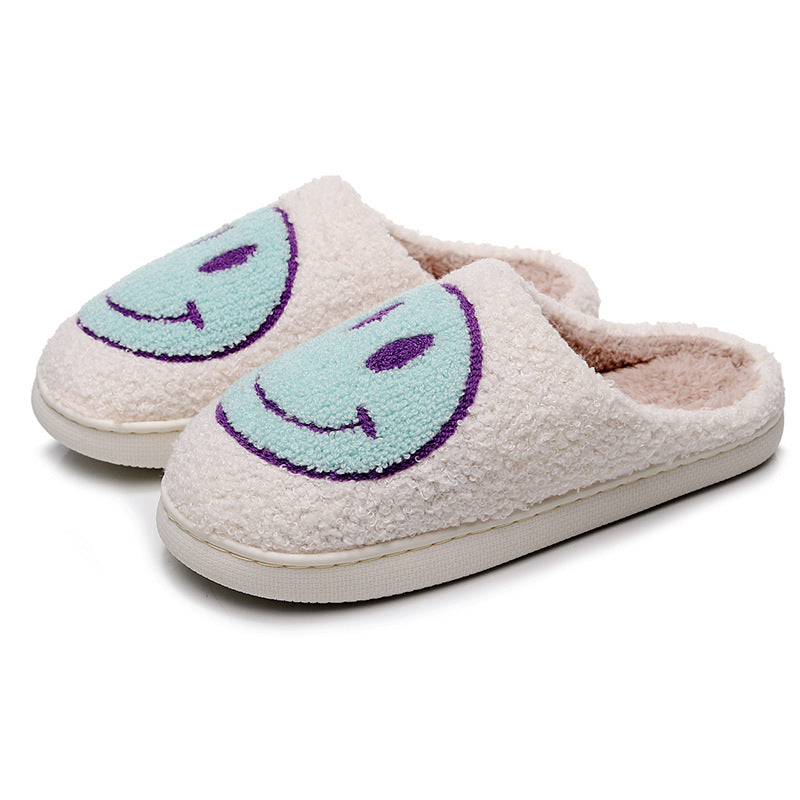 Smiling Face Cotton Slippers For Men And Women Lovers Cotton Slippers Lovely Thick Bottomed Cartoon Anti-Skid Slippers In Home