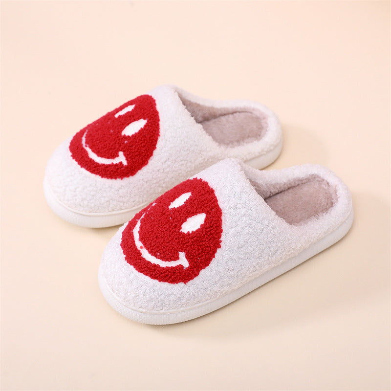 Smiling Face Cotton Slippers For Men And Women Lovers Cotton Slippers Lovely Thick Bottomed Cartoon Anti-Skid Slippers In Home