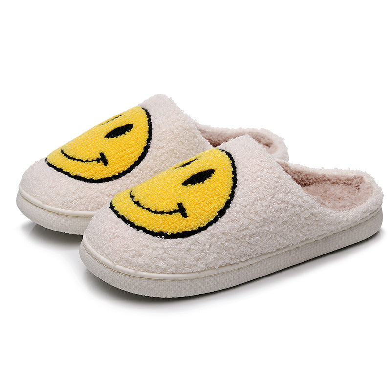 Smiling Face Cotton Slippers For Men And Women Lovers Cotton Slippers Lovely Thick Bottomed Cartoon Anti-Skid Slippers In Home