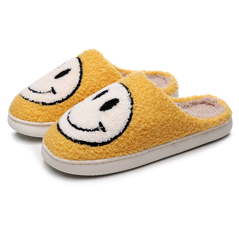 Smiling Face Cotton Slippers For Men And Women Lovers Cotton Slippers Lovely Thick Bottomed Cartoon Anti-Skid Slippers In Home