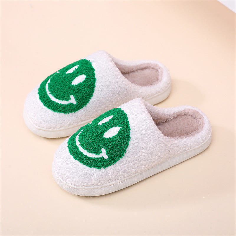 Smiling Face Cotton Slippers For Men And Women Lovers Cotton Slippers Lovely Thick Bottomed Cartoon Anti-Skid Slippers In Home