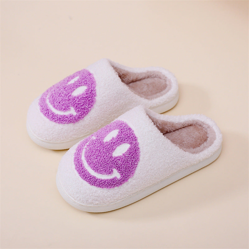 Smiling Face Cotton Slippers For Men And Women Lovers Cotton Slippers Lovely Thick Bottomed Cartoon Anti-Skid Slippers In Home