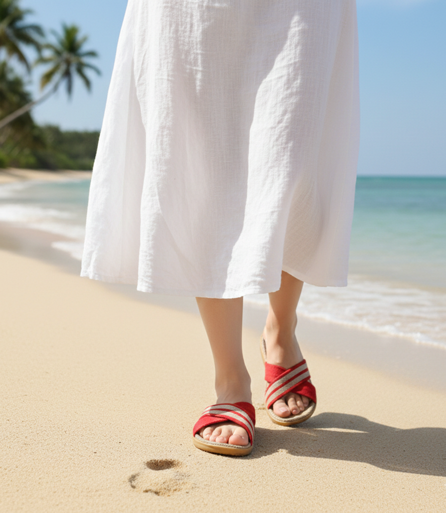 Women's Beach Red Flip Flops