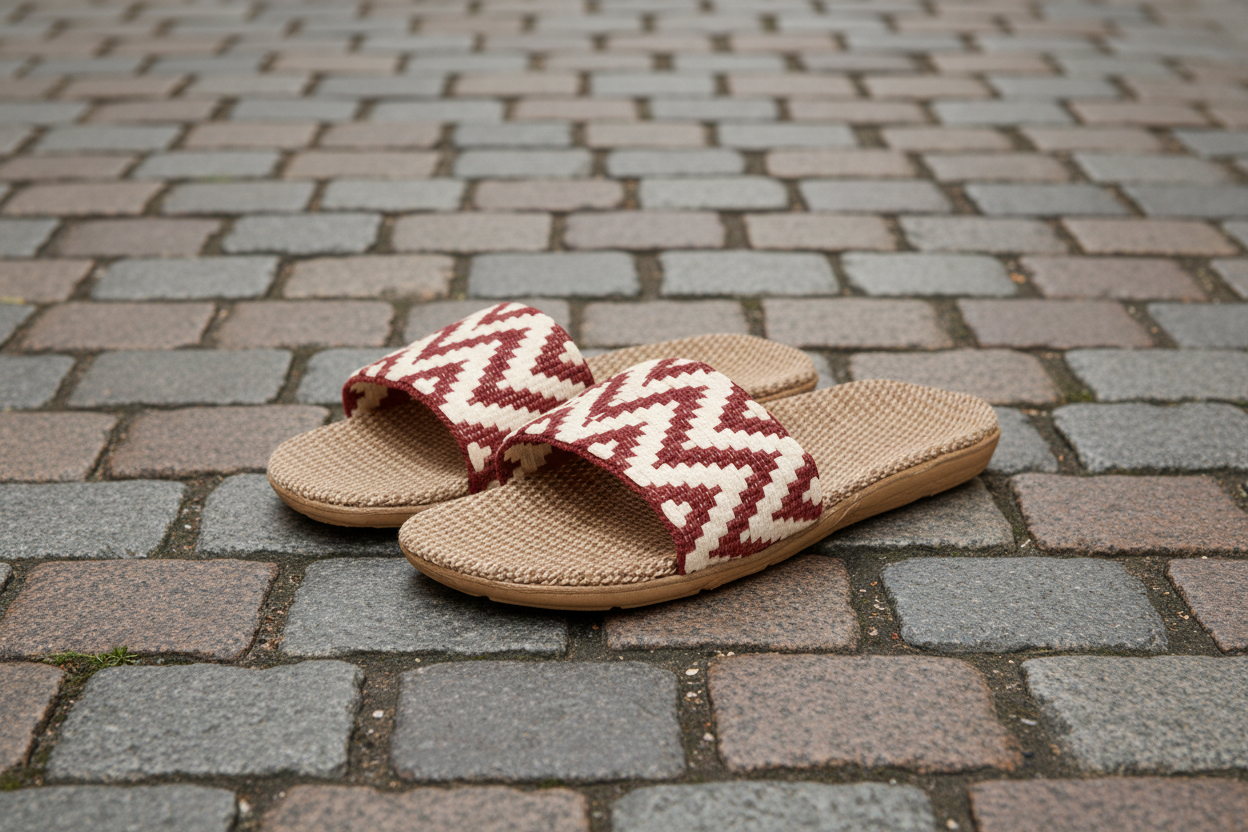 Women's Outdoor Wear Red Striped Flip Flops