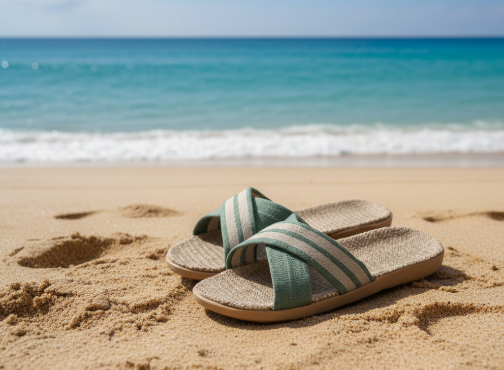 Women's Beach Green Leaf Flip Flops