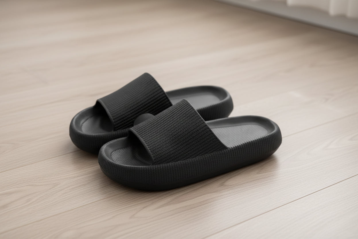 Women's Home Wear Bat Black Flip Flops