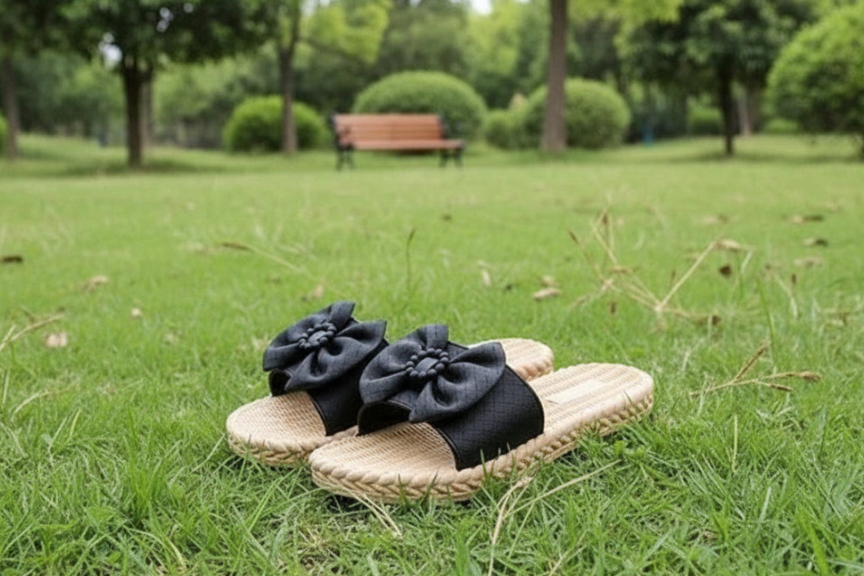 Women's Holiday Black Butterfly Flip Flops